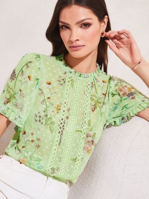 Блузка с рюшами Lipsy зеленая