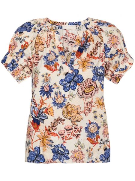 Bluza s cvetličnim vzorcem s potiskom Ulla Johnson bela