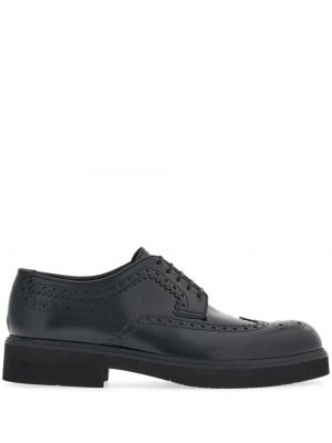 Кожени обувки в стил дерби Ferragamo черно