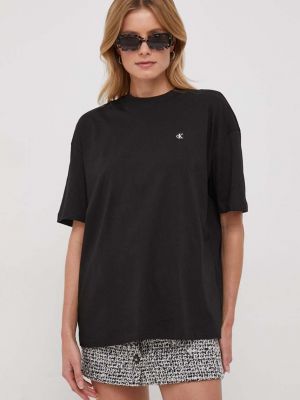 Koszulka bawełniana oversize Calvin Klein Jeans czarna