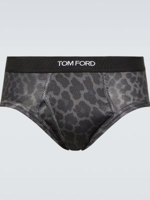 Pantalon culotte en coton à imprimé à imprimé léopard Tom Ford gris