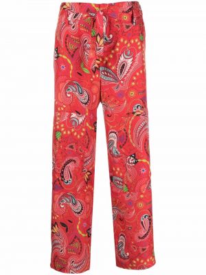 Nohavice s potlačou s paisley vzorom Etro červená