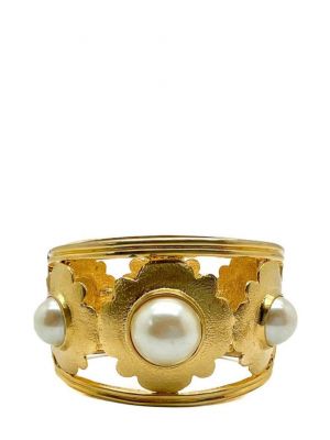 Květinová podprsenka s perlami Jennifer Gibson Jewellery zlatá