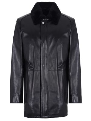 Кожаная куртка с мехом Massimo sforza черная