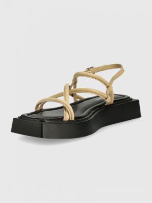 Kožené sandály na platformě Vagabond béžové
