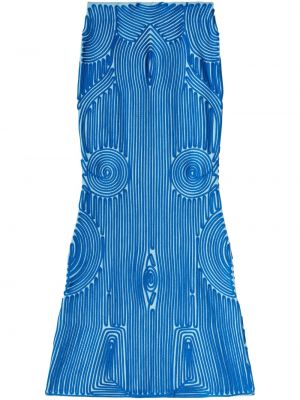 Viskózové pletená sukně s vysokým pasem s abstraktním vzorem Off-white - bílá