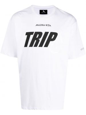 Памучна тениска с принт Mauna Kea бяло