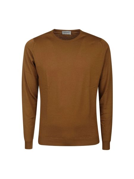 Sweter z wełny merino John Smedley brązowy