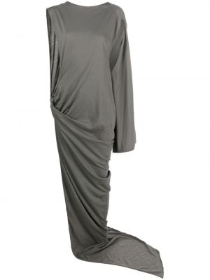 Bombažna večerna obleka z draperijo Rick Owens Drkshdw siva