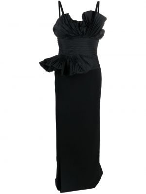 Pliszírozott ujjatlan estélyi ruha Elie Saab fekete