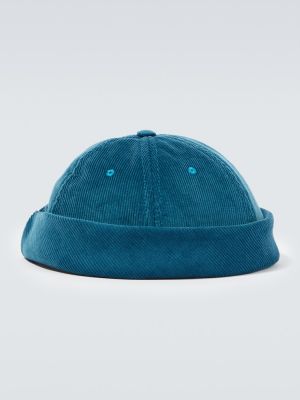 Памучна шапка от рипсено кадифе Marni синьо
