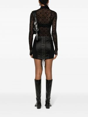 Krajkové šněrovací mini sukně Jean Paul Gaultier černé