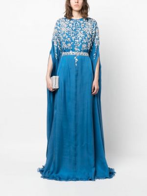Robe de soirée brodé Dina Melwani bleu