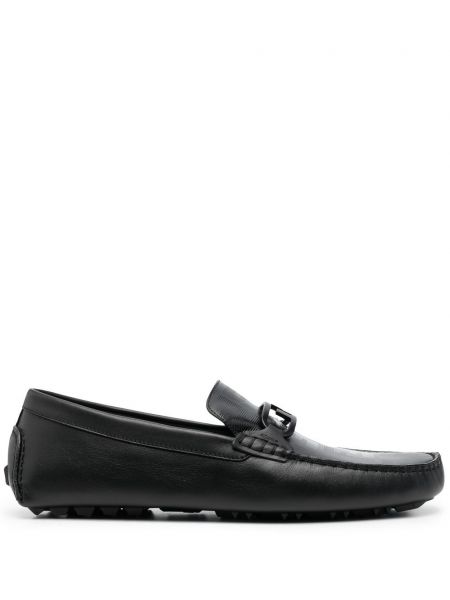 Leder loafer mit print Fendi schwarz