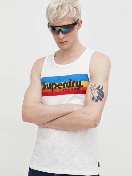 Памучна тениска с дълъг ръкав Superdry бяло
