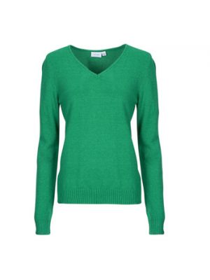 Dzianinowy sweter z dekoltem w serek Vila zielony