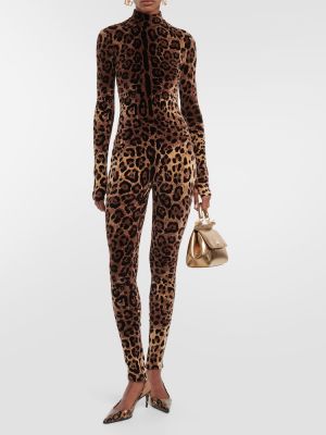 Salopetă din bumbac cu imagine cu model leopard Dolce&gabbana