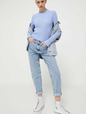 Sweter bawełniany Tommy Jeans niebieski