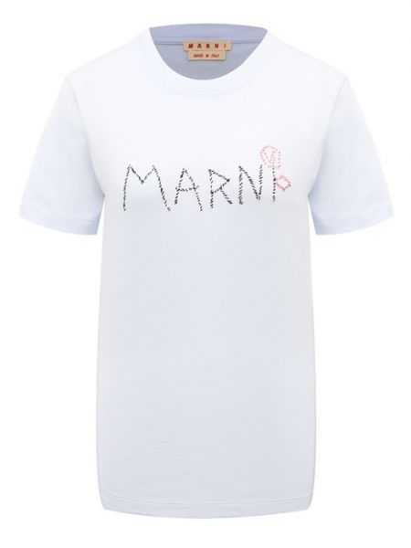 Хлопковая футболка Marni голубая