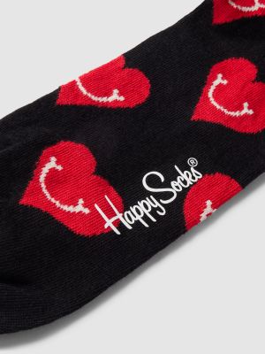Skarpety z nadrukiem w serca Happy Socks czarne