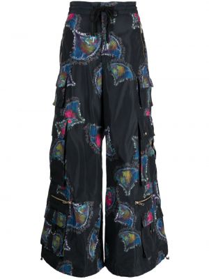 Pantaloni cargo cu imagine cu imprimeu abstract Cynthia Rowley