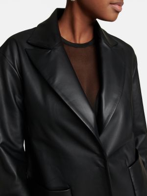 Kožená bunda z ekologickej kože Wolford čierna