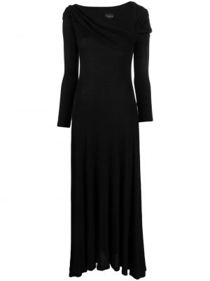 Drapované asymetrické dlouhé šaty Weinsanto černé