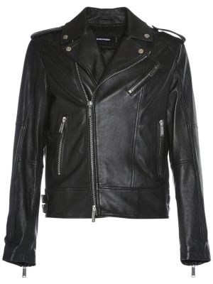Kožna jakna s patentnim zatvaračem Dsquared2 crna