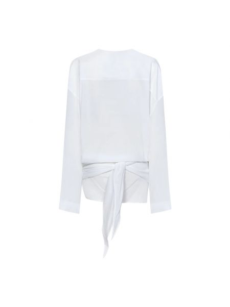 Mini vestido de muselina con botones con escote v The Attico blanco
