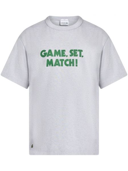 T-shirt avec imprimé slogan en coton à imprimé Lacoste gris