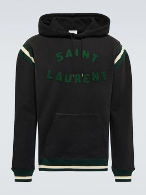 Jersey bombažna jopa s kapuco Saint Laurent črna