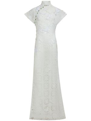 Rochie lunga din dantelă Mithridate alb