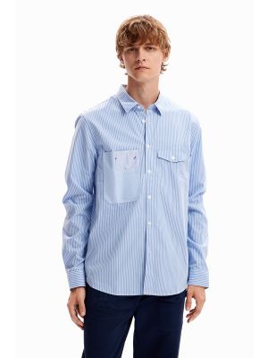 Camisa a rayas con bolsillos Desigual azul