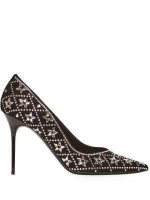 Полуотворени обувки с кристали Balmain черно