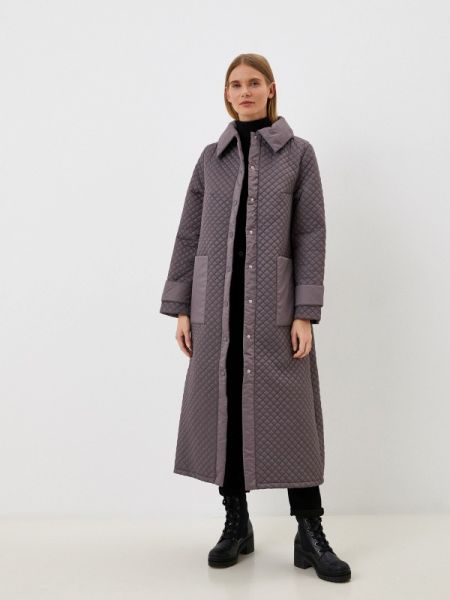 Утепленная демисезонная куртка палето серая