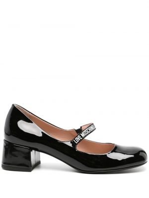 Кожени полуотворени обувки Love Moschino черно