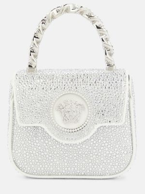 Saténová nákupná taška Versace biela