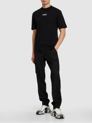 Bavlněné tričko s výšivkou jersey Moschino černé