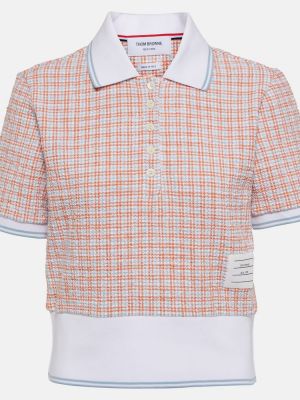 Tvīda rūtainas kokvilnas polo krekls Thom Browne oranžs