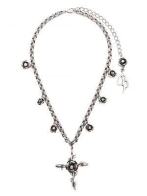 Ogrlica s cvetličnim vzorcem Blumarine srebrna