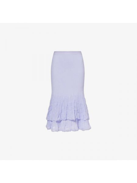 Хлопковая юбка миди с высокой талией с рюшами Bottega Veneta фиолетовая