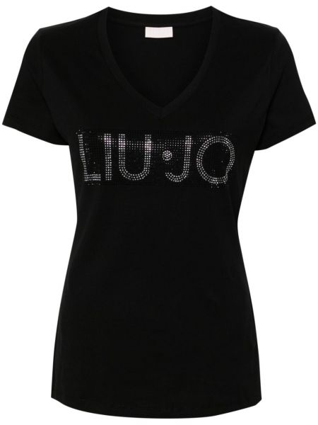 T-shirt en coton avec applique Liu Jo noir