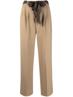 Pantaloni de mătase plisate Saint Laurent maro