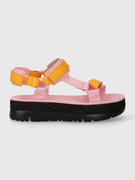 Kožne sandale s platformom Camper ružičasta