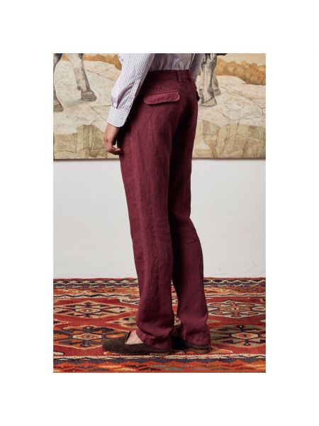 Pantalones chinos de lino Massimo Alba rojo