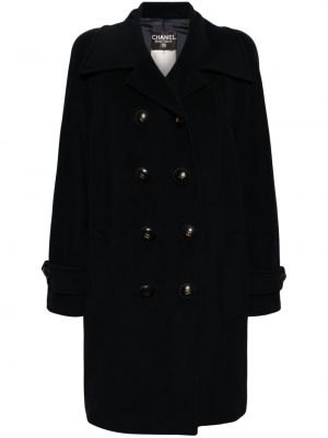 Kašmírový kabát s knoflíky Chanel Pre-owned modrý