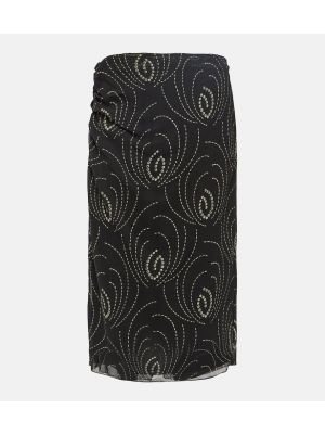 Midi sukňa s vysokým pásom Prada čierna