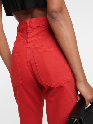 Straight fit džíny s vysokým pasem Alaã¯a červené