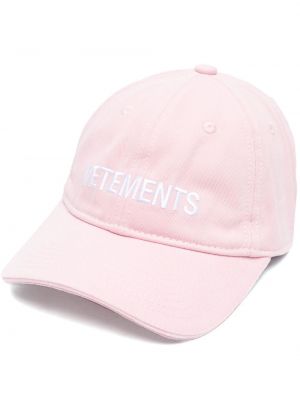 Cappello con visiera ricamato Vetements rosa