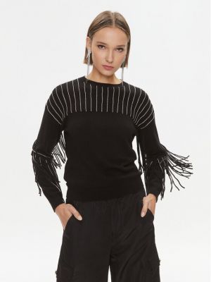 Maglione con frange in maglia Pinko nero